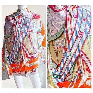 Silk Twill Geometric Print Colourful Hand Rolled Square Scarf